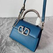 Fortok Valentino Small Vsling Handbag With Jewel Embroidery in Blue 22x17x9cm - 5