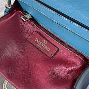 Fortok Valentino Small Vsling Handbag With Jewel Embroidery in Blue 22x17x9cm - 3