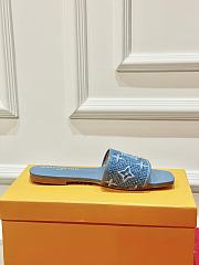 Fortok Louis Vuitton Classic Slippers Blue - 6