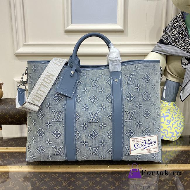 Fortok Louis Vuitton Weekend Tote NM Bag Denim M22537 43x34x17.5cm - 1