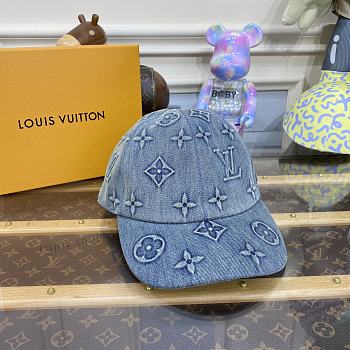 Fortok Louis Vuitton Monogram Washed Denim Cap M7156L