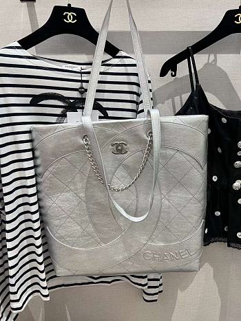 Fortok Chanel Tote Hippie Bag Silver 39x39x5cm