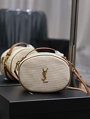 Fortok Saint Laurent White Camera Bag In Raffia And Vegetable-Tanned Leather - 1