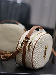 Fortok Saint Laurent White Camera Bag In Raffia And Vegetable-Tanned Leather - 4