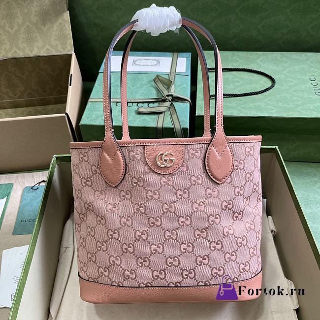 Fortok Gucci Pink Ophidia Double G Tote Bag 25x 22x 12cm - 1