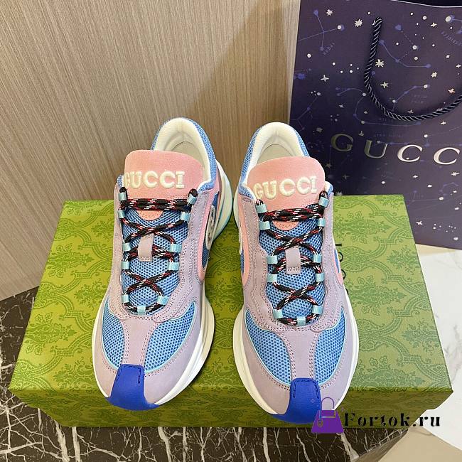 Fortok Gucci Blue Run Suede Sneakers - 1