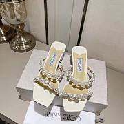 Fortok Jimmy Choo Amara Embellished Suede Sandals In White - 1