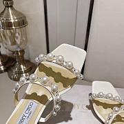 Fortok Jimmy Choo Amara Embellished Suede Sandals In White - 5