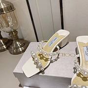 Fortok Jimmy Choo Amara Embellished Suede Sandals In White - 4