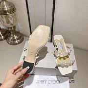 Fortok Jimmy Choo Amara Embellished Suede Sandals In White - 3