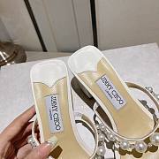 Fortok Jimmy Choo Amara Embellished Suede Sandals In White - 2