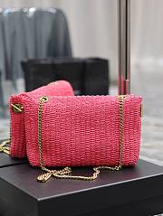 Fortok Saint Laurent Kate Rafia Shoulder Bag Pink 28.5x20x6cm - 3