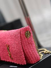 Fortok Saint Laurent Kate Rafia Shoulder Bag Pink 28.5x20x6cm - 4