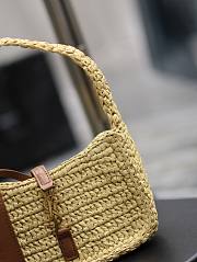 Fortok Saint Laurent Natural Le5À7 Leather-trimmed Raffia Shoulder Bag - 5
