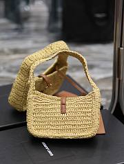 Fortok Saint Laurent Natural Le5À7 Leather-trimmed Raffia Shoulder Bag - 6