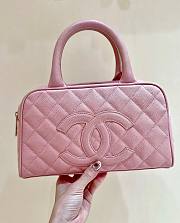Fortok Chanel Pink Quilted Caviar Leather CC Logo Small Bowler Handbag - 1