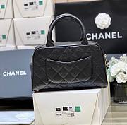 Fortok Chanel Black Quilted Caviar Leather CC Logo Small Bowler Handbag - 6