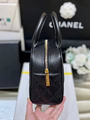 Fortok Chanel Black Quilted Caviar Leather CC Logo Small Bowler Handbag - 5