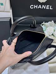 Fortok Chanel Black Quilted Caviar Leather CC Logo Small Bowler Handbag - 3