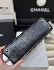 Fortok Chanel Black Quilted Caviar Leather CC Logo Small Bowler Handbag - 2