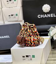 Fortok Chanel Backpack Wool Tweed, Lambskin & Gold-Tone Metal Orange & Multicolor - 3