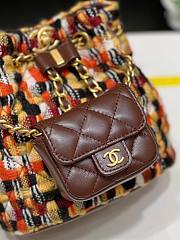 Fortok Chanel Backpack Wool Tweed, Lambskin & Gold-Tone Metal Orange & Multicolor - 6