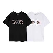 Fortok Dior Flowers Embroidered T-shirt Black/White - 1