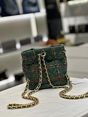 Fortok Chanel Backpack Wool Tweed, Lambskin & Gold-Tone Metal Green & Multicolor - 2