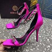 Fortok Versace Embellished Satin Sandals Pink - 5