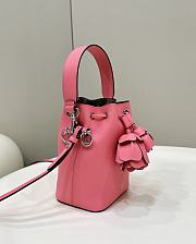 Fortok Fendi Mon Tresor Pink Leather Mini Bag with 3D Roses 12x18x10cm - 6