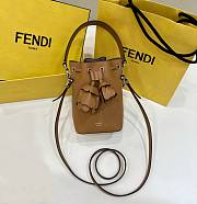 Fortok Fendi Mon Tresor Brown Leather Mini Bag with 3D Roses 12×18×10cm - 1