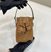 Fortok Fendi Mon Tresor Brown Leather Mini Bag with 3D Roses 12×18×10cm - 4