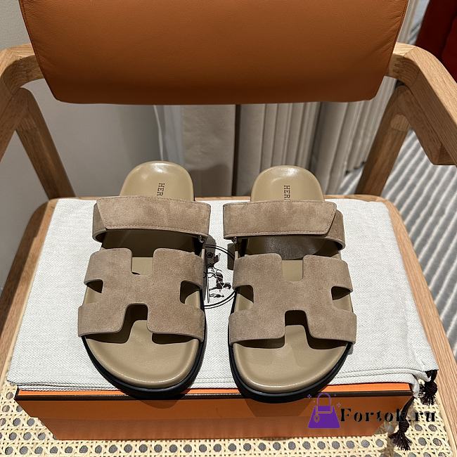 Fortok Hermes Chypre Sandals Beige Suede - 1