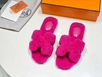 Fortok Hermes Oran Teddy Bear Fuchsia Pink Slippers