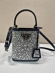 Fortok Prada Small Panier Crystal-Embellished Tote Bag Black 15x16x9.5cm - 1