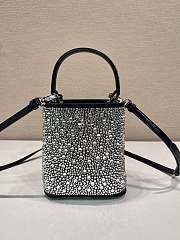 Fortok Prada Small Panier Crystal-Embellished Tote Bag Black 15x16x9.5cm - 2
