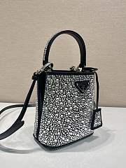 Fortok Prada Small Panier Crystal-Embellished Tote Bag Black 15x16x9.5cm - 4