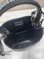 Fortok Prada Small Panier Crystal-Embellished Tote Bag Black 15x16x9.5cm - 5
