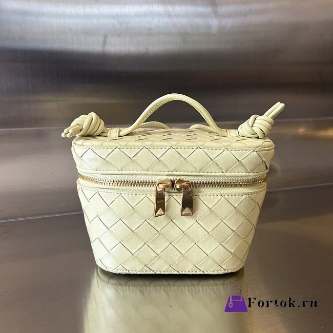 Fortok Bottega Veneta Mini Intrecciato Vanity Case Beige 18x12.5x8cm - 1