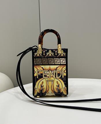 Fortok FendixVersace Fendace FF Baroque Mini Sunshine Shopper Tote Black Gold