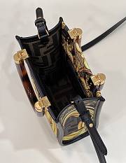 Fortok FendixVersace Fendace FF Baroque Mini Sunshine Shopper Tote Black Gold - 2