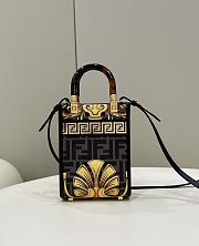 Fortok FendixVersace Fendace FF Baroque Mini Sunshine Shopper Tote Black Gold - 3