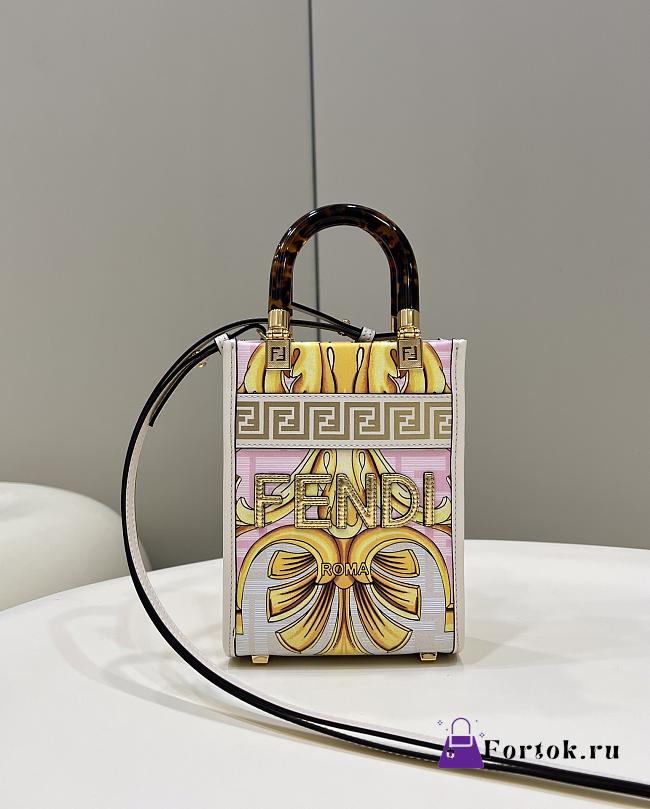 Fortok FendixVersace Fendace FF Baroque Mini Sunshine Shopper Tote Gold Rosa White - 1