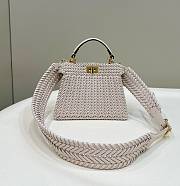 Fortok Fendi Peekaboo Iseeyou Camellia Interlace Leather Bag 20x10.5x15cm - 1