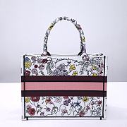 Fortok Dior Book Tote White Multicolor Florilegio Embroidery 36x27.5x16.5cm - 3