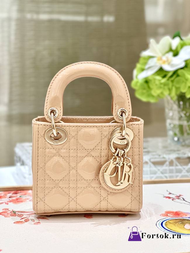 Fortok Dior Lady Mini Bag Beige 12x10.5x5cm - 1