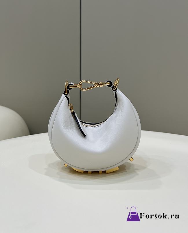 Fendi Nano Fendigraphy White Leather Bag 16.5x14x5cm - 1