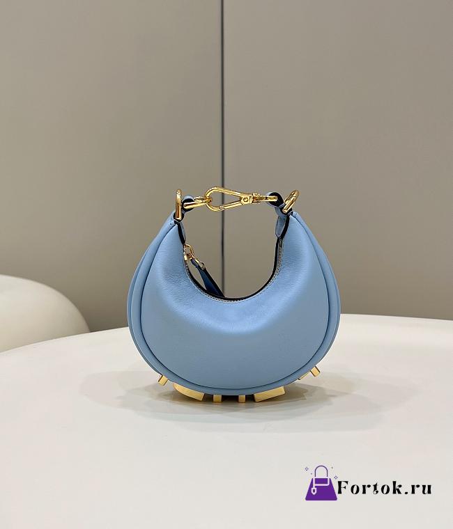 Fendi Nano Fendigraphy Blue Leather Bag 16.5x14x5cm - 1