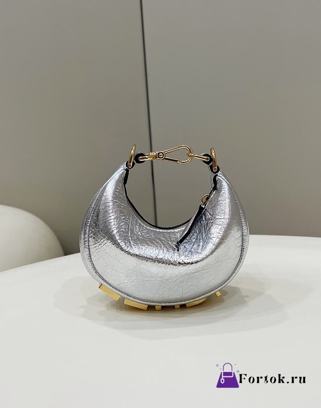 Fendi Nano Fendigraphy Silver Leather Bag 16.5x14x5cm - 1