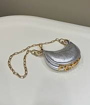 Fendi Nano Fendigraphy Silver Leather Bag 16.5x14x5cm - 2